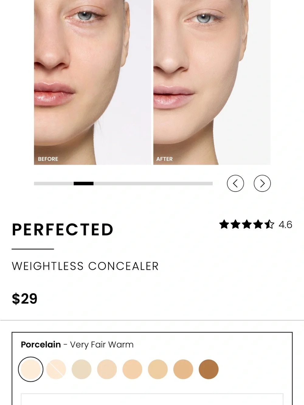 Perfected Weightless Concealer — Porcelain (Very Fair Warm)